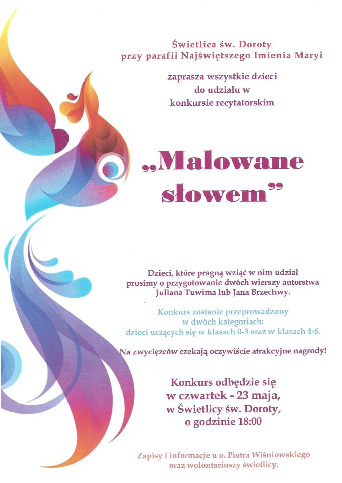Relacja z konkursu recytatorskiego "Malowane słowem" organizowanego przez świetlicę św. Doroty